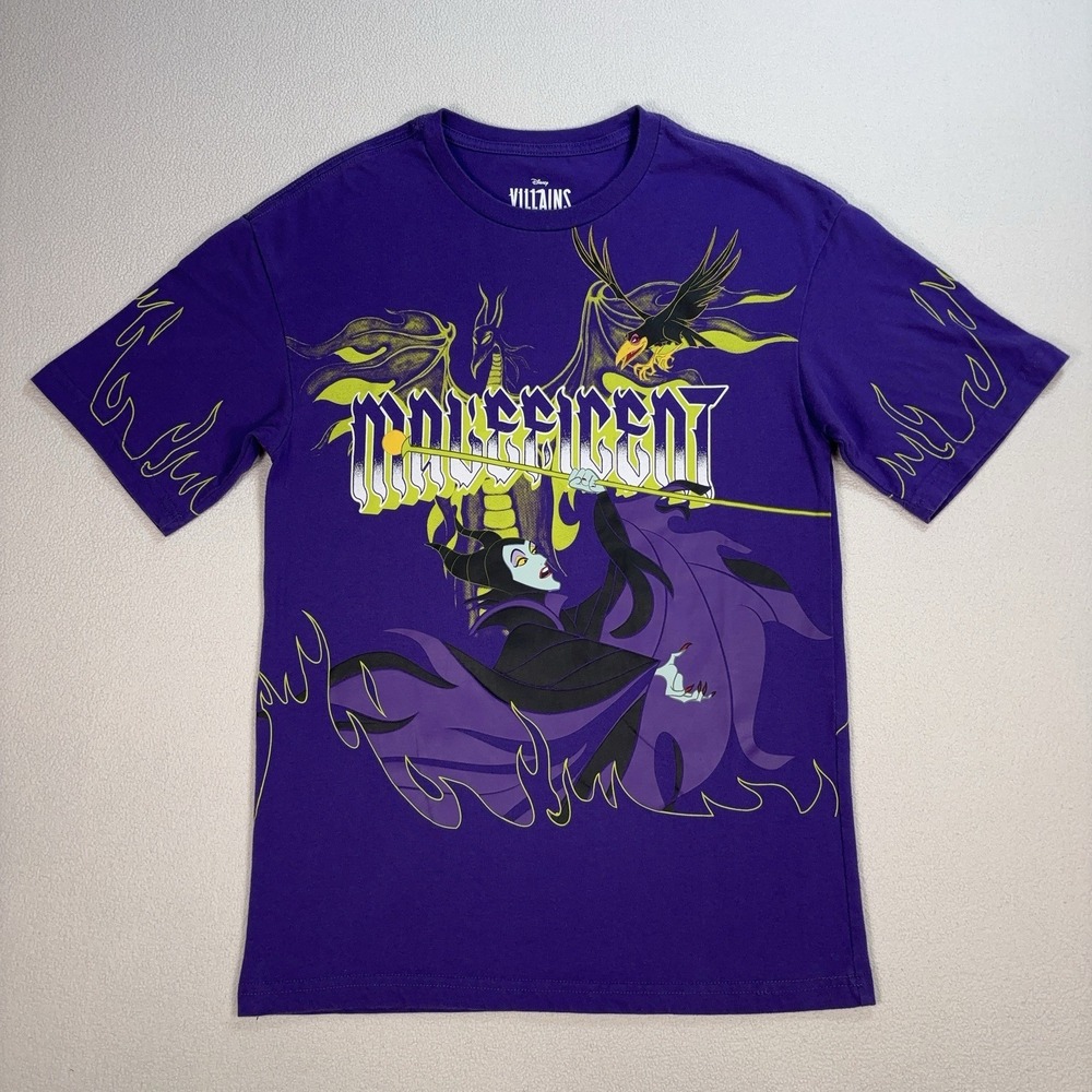 Disney Villains Maleficent Graphic Print T-Shirt Men's XS Purple Sleeping Beauty